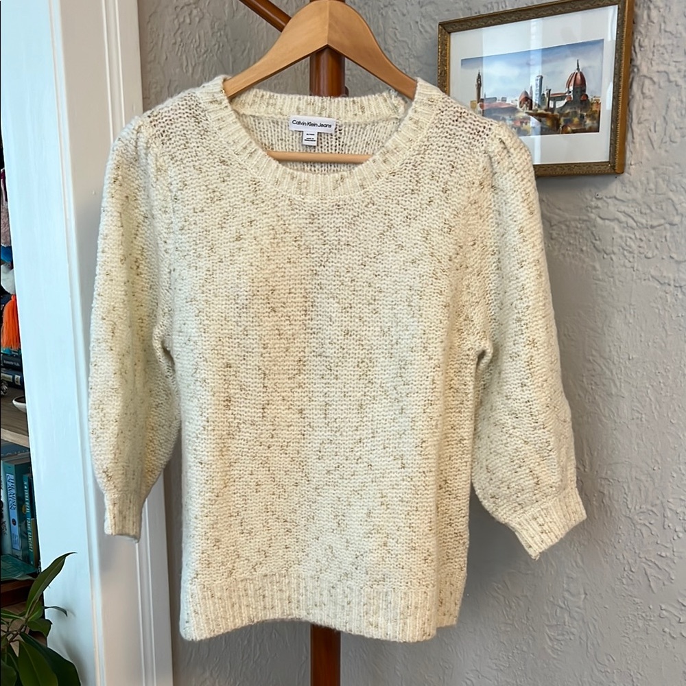 Calvin Klein Jeans Cream Sweater w/ Gold Flecks // XL